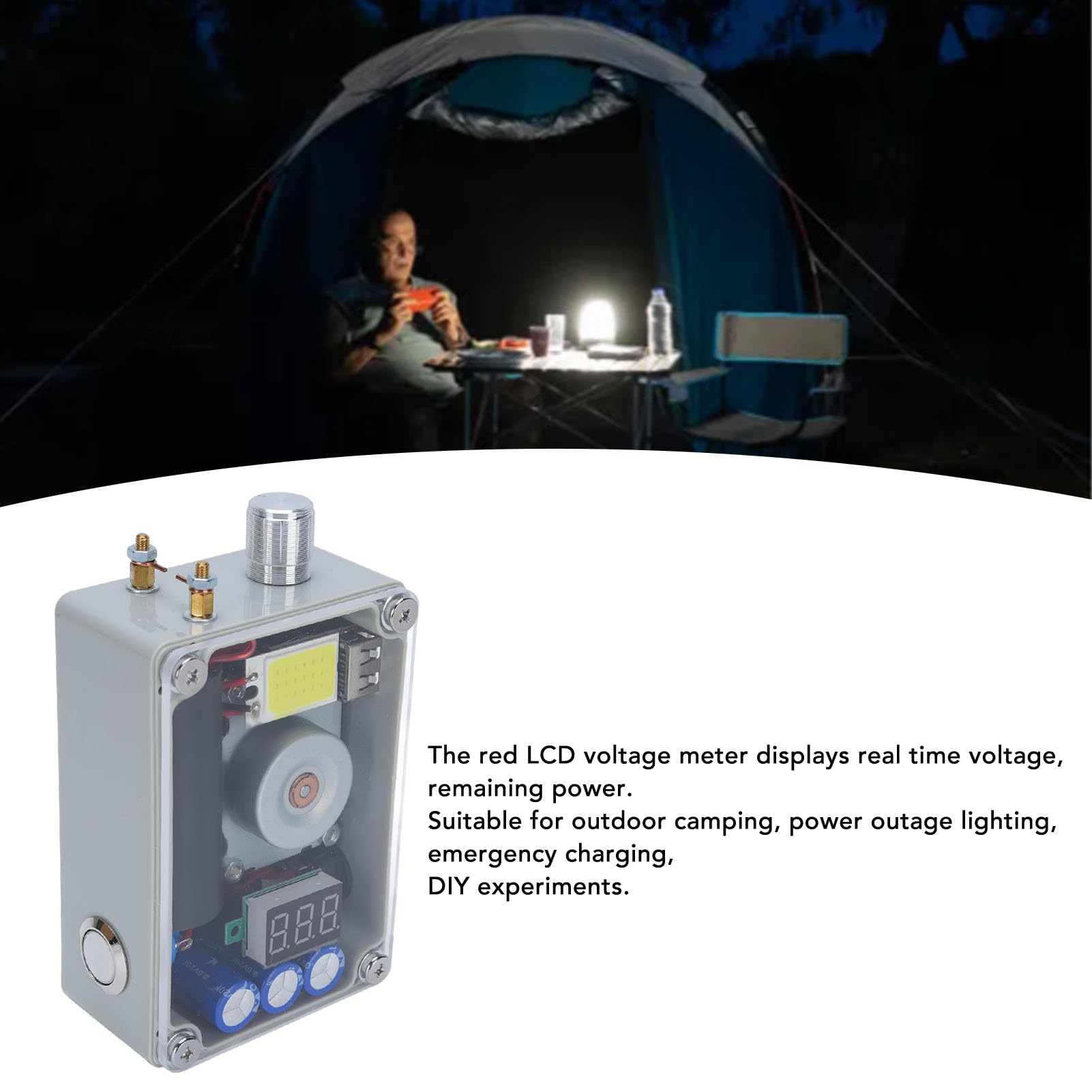 SIXRUN Generador de Manivela, Material de Hierro, Cargador USB de Emergencia con Luz COB, Energía para Acampar y Uso Al Aire Libre