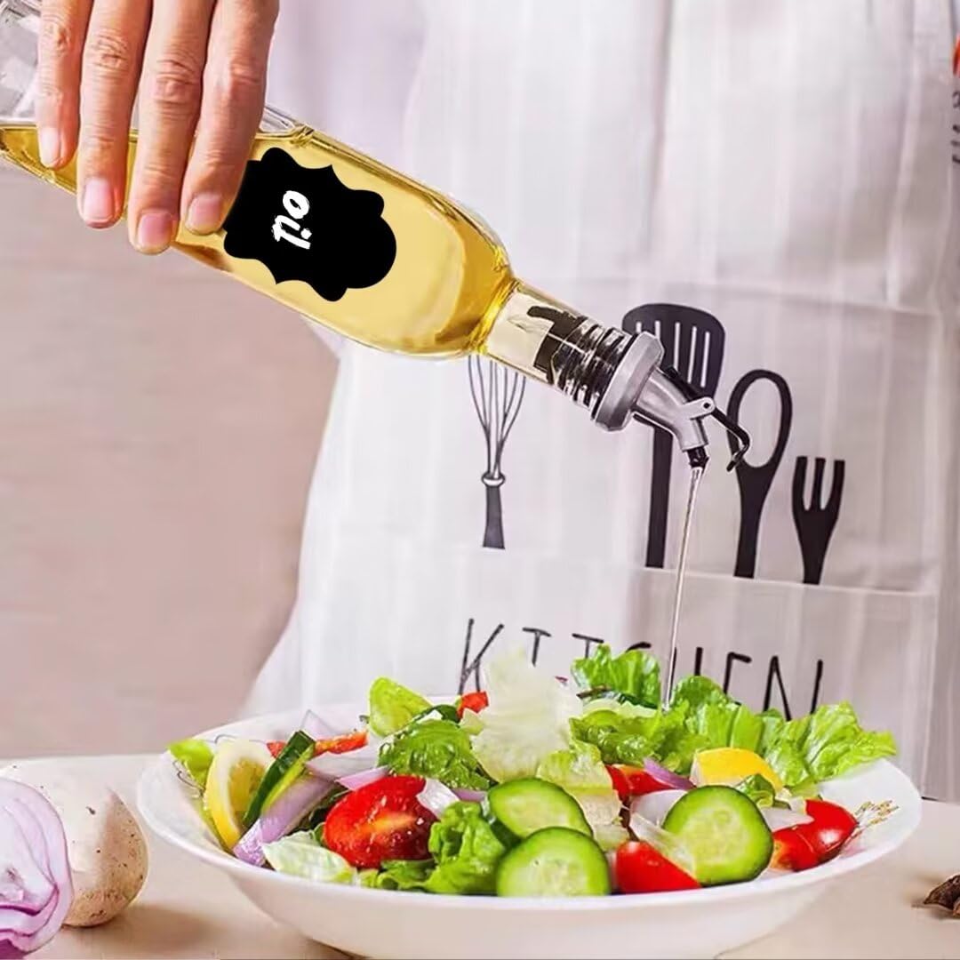 Salzesfalls Botella dispensadora de aceite, juego de botellas de vidrio de vinagre de 500 ml, vinagre transparente con vertedores y corchos para cocina, paquete de 8
