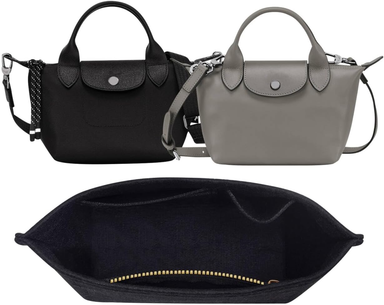 ZTUJO Purse Organizer Insert For Le Pliage mini and Xtra XS Handbag, Xtra XS Pouch (Le Pliage Energy/Xtra XS, Black)