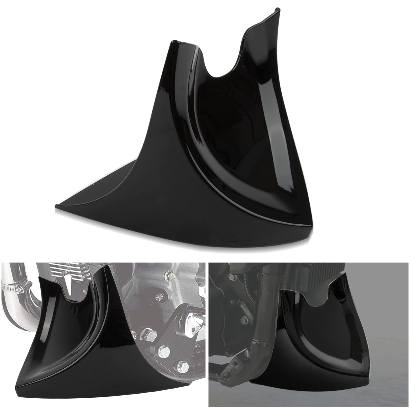 Garde-boue D'aile Avant Spoiler pour Harley Davidson Fatboy Softail Touring Glide Dyna 2004-2017, PSLER Bas Carénage Accessoires de Modification de Moto(Noir Brillant)