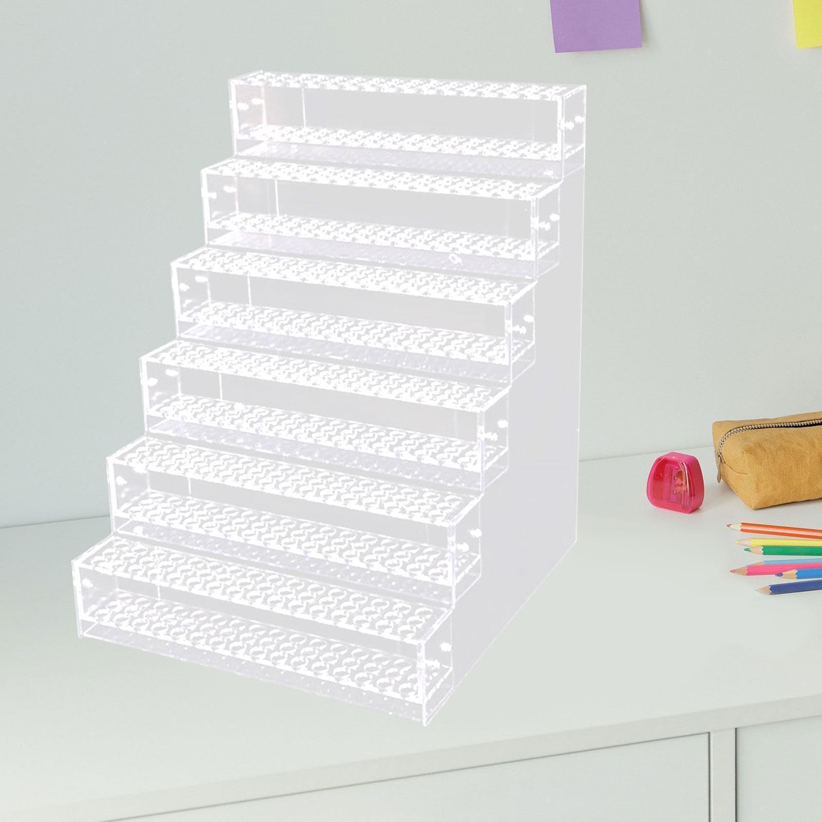 Espositore per penne multifunzionale in acrilico realizzato a mano, organizza pennarelli, matite e pennelli con stile. Il portapenne può essere, 6 strati