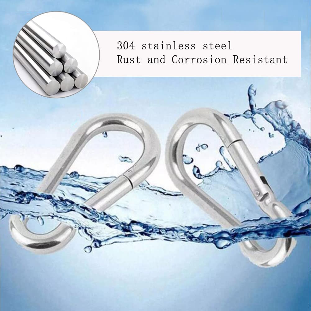 16 Pezzi Moschettone M4 Moschettoni Acciaio Inox 304 Moschettoni Piccoli Fibbia a Molla Gancio Adatto per Corde Ganci per Catene Accessori da Campeggio per Tende da Sole 40 x 4mm