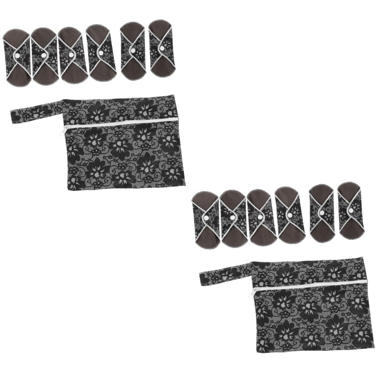 FRCOLOR Tante Lot de 12 serviettes hygiéniques douces pour femme Serviettes menstruelles Serviettes hygiéniques lavables Serviettes hygiéniques respirantes Charbon de bambou Tissu imperméable