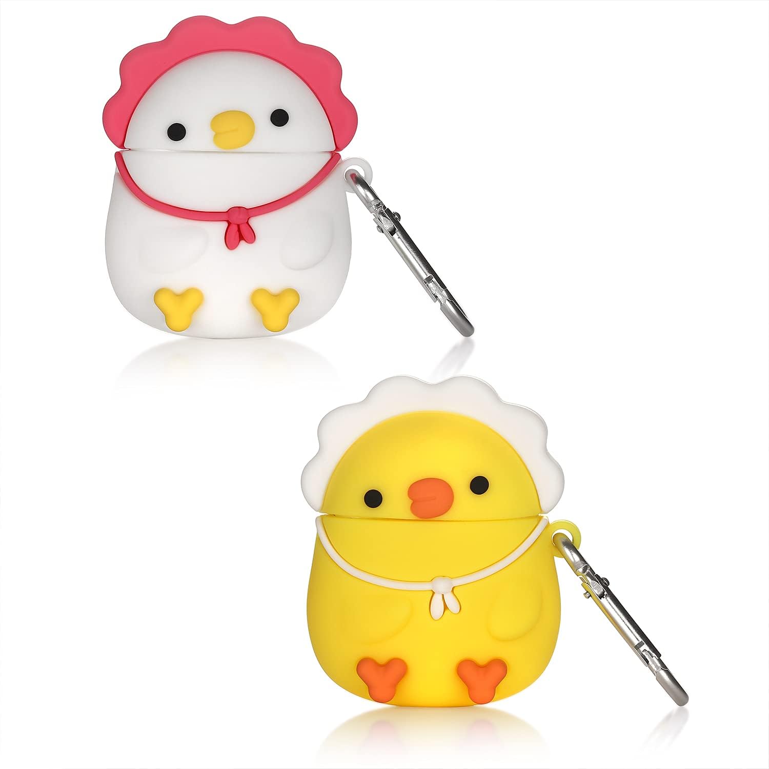 2 PCs Airpod Case for Airpod 2/1, Protective Silicone Cartoon Fashion Cute Design, Cool Fun Funny Headphone Accessories Cases for AirPods