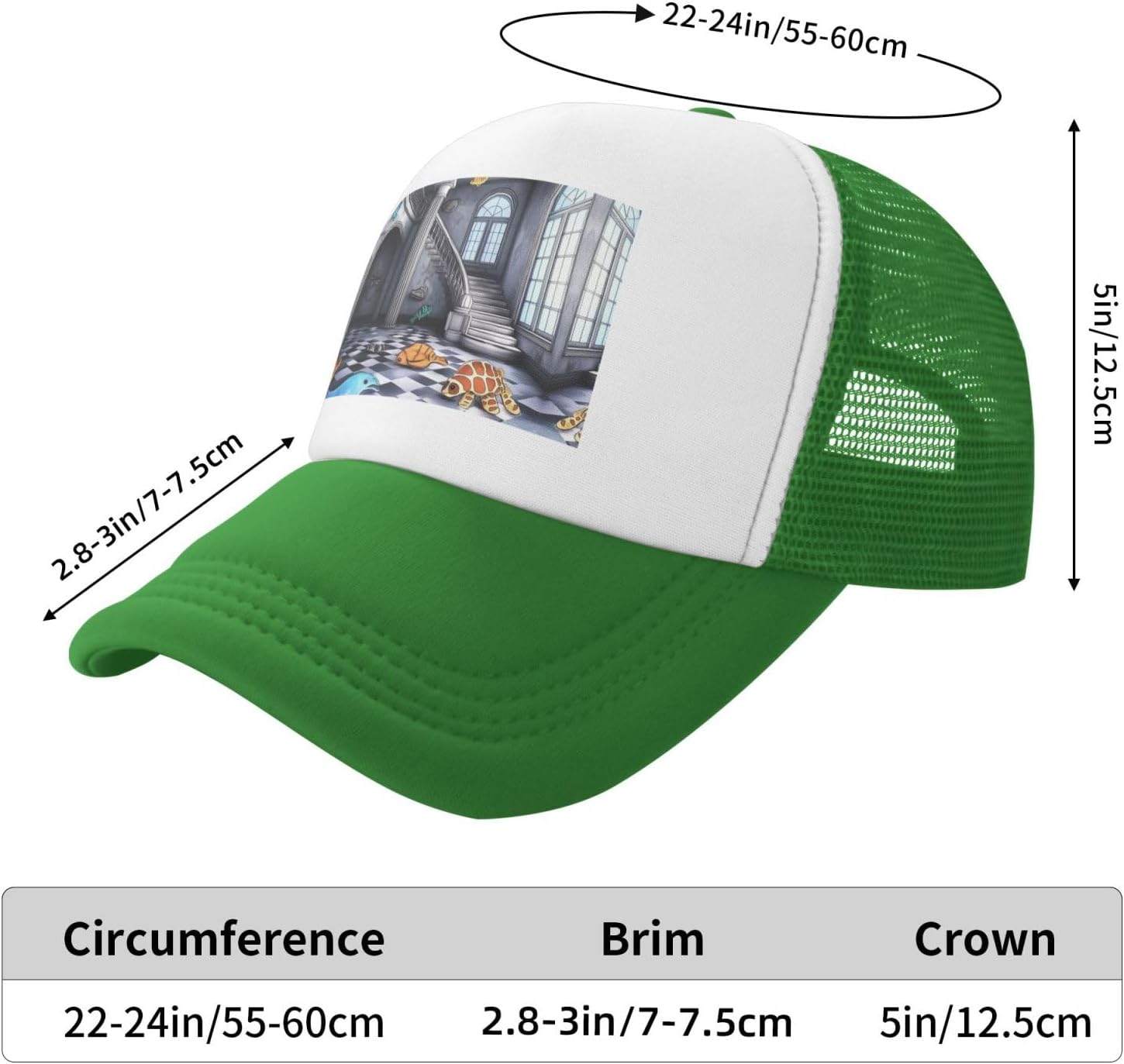 Trucker Hat Cowboy Hat for Sun Cap Baseball Beach Caps,Outdoor Activities and Travel Floating Fish in The Bedroom Black