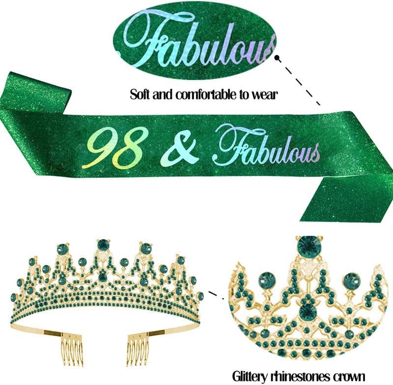 Green Happy Birthday Party Supplies Sash and Crystal Tiara for Mom Aunt Nana Sister Women Gifts image 4