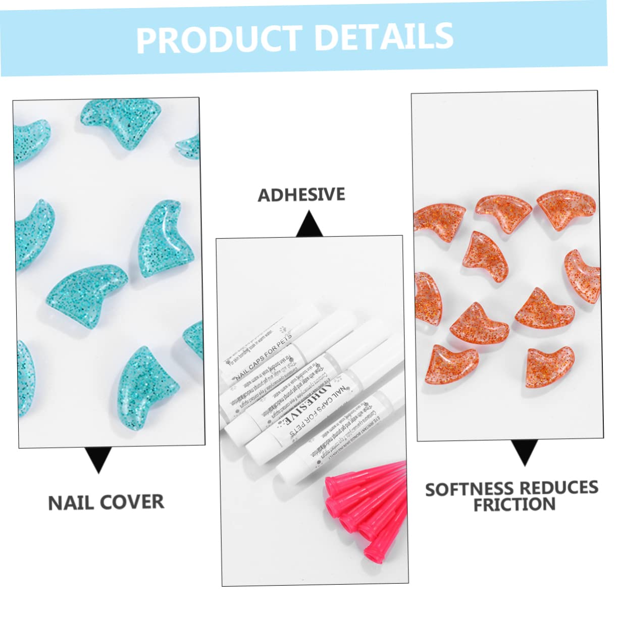 SUPVOX 300 Pièces Ensemble D'Ongles pour Animaux De Compagnie Capuchons De Griffes Capuchons D'Ongles pour Animaux De Compagnie Capuchons D'Ongles De Chat Couvre-Griffes De Chat