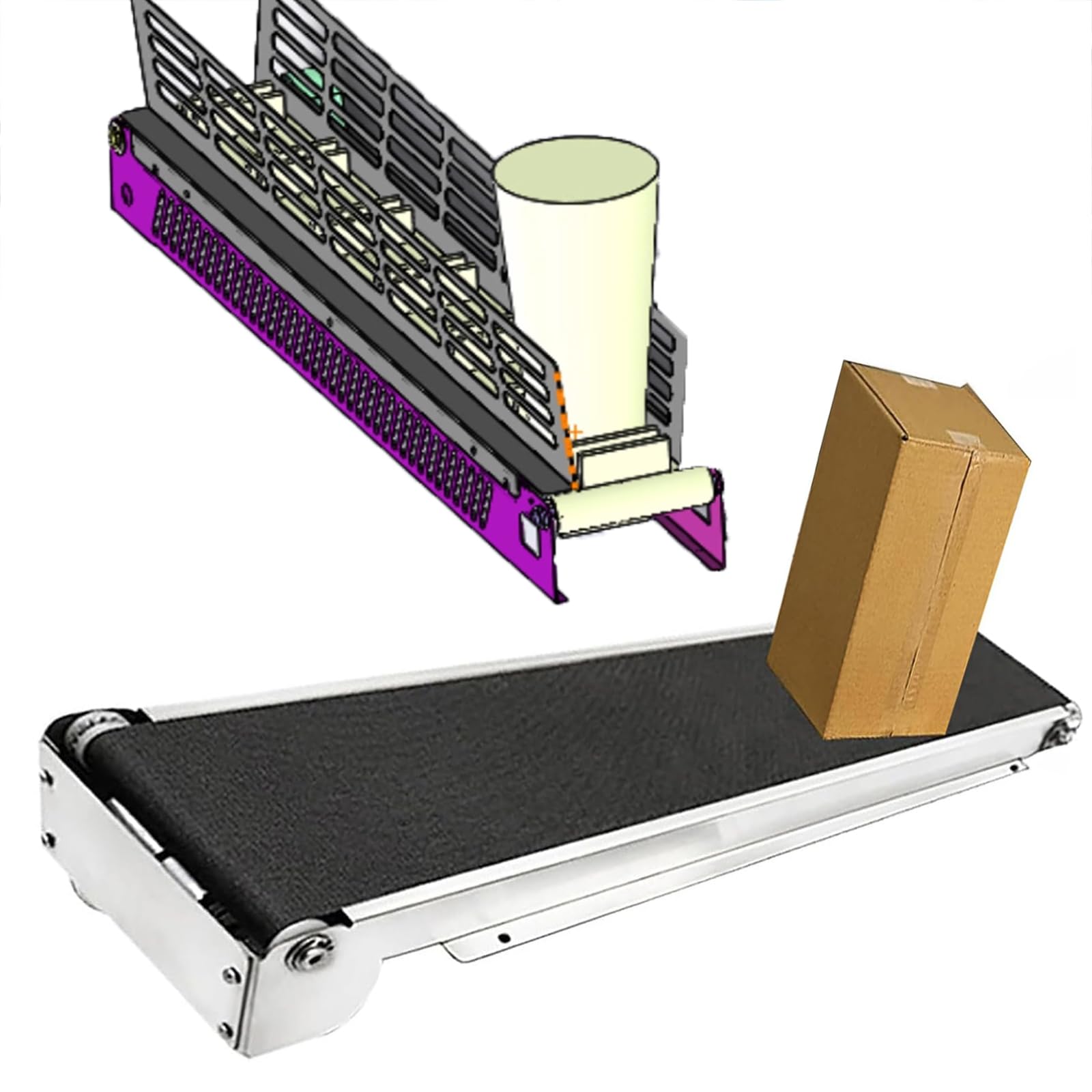 AYCDL Small Electric Conveyor Belt 460mm - Stainless Steel Track with Brushless Motor & Speed Regulator, Heavy Duty for 3.5-5KG Loads, Ideal for Desktop Logistics Sol