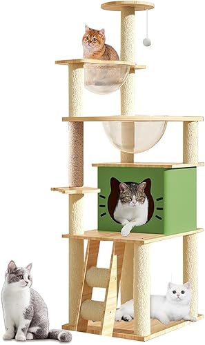 Cat Tree,145cm Cat Tree For Indoor Cats - Multi-Level Condo