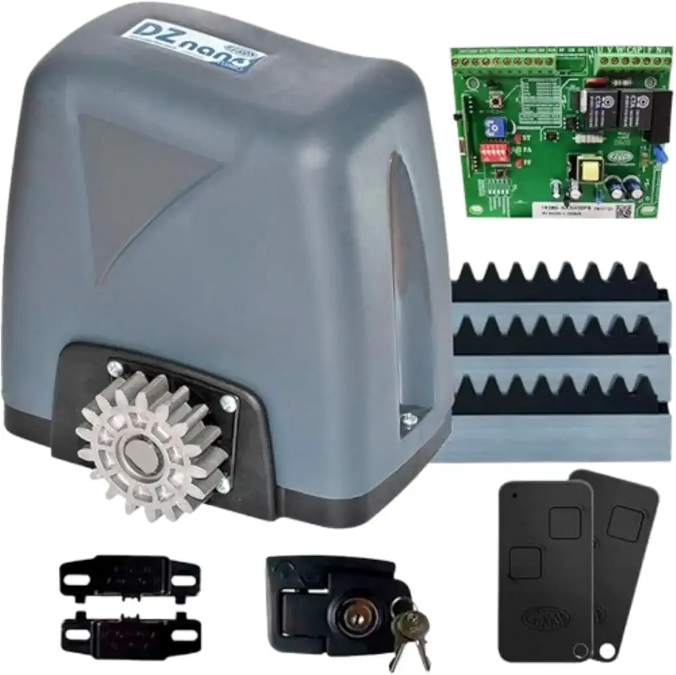 Kit Motor Deslizante Portão Eletrônico Dz Nano 36 Turbo 600kg 1/4 HP Rossi 2 Controles 3 Metros de Cremalheira (110, Volts)