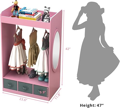 Miniatura 2 de Armario de almacenamiento para niños, organizador de ropa pequeño, perchero de madera para ropa, armario colgante abierto, armario moderno para