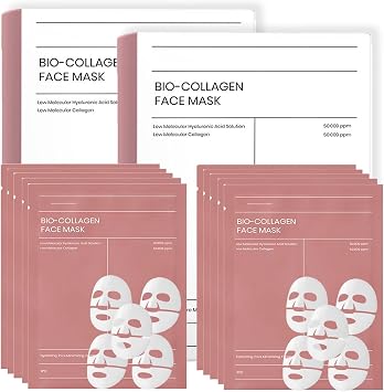 Collagen Face Mask, Bio Collagen Masks Overnight, Korean Skincare, Face Skincare, Hydrating, Sheet Overnight Beauty 10pcs