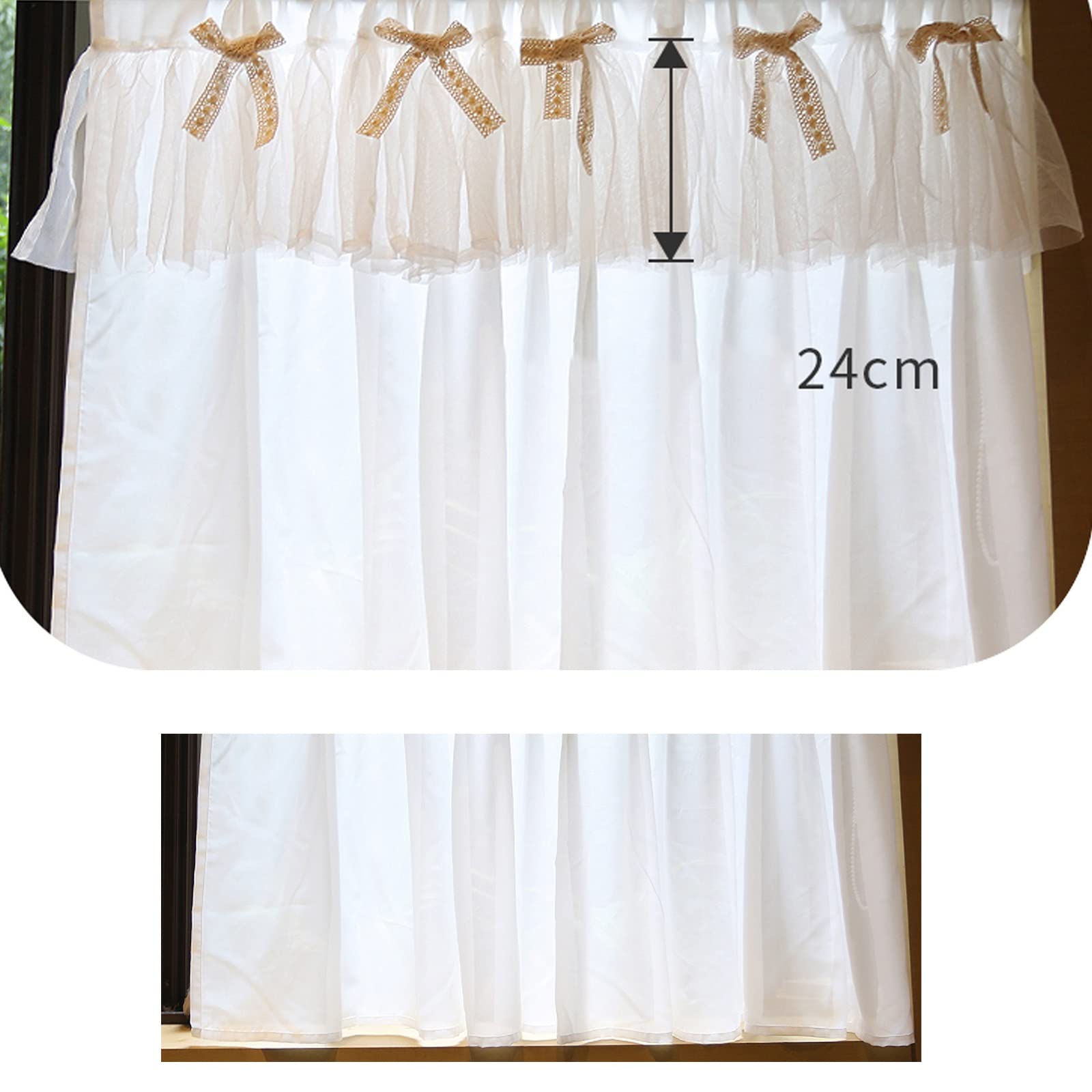Pionowe okna, krótkie zasłony Przezroczyste koronkowe zasłony do ościeżnic okiennych, regałów, szafek kuchennych, wiele rozmiarów(W270xL60cm)