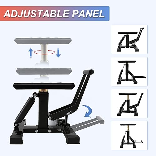 Miniatura 7 de POLARBEAR Soporte para Moto de Cross Ajustable Soporte de Gato Capacidad de 1200 Libras Soporte de Motor Elevación Vertical Fácil de Operar con Negro