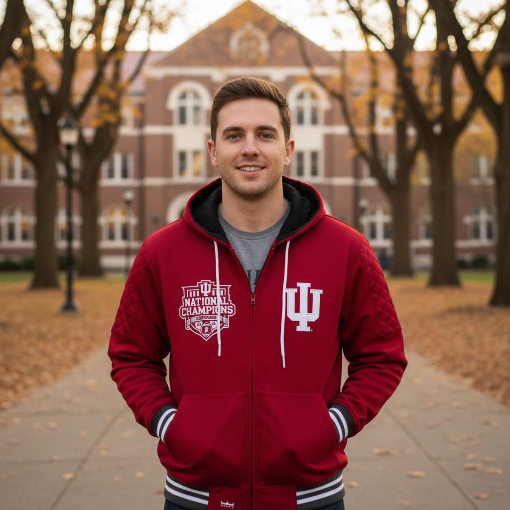 Franchise Club Mens Indiana Hoosiers 2025 CFP National Champions Grind Hoodie Jacket