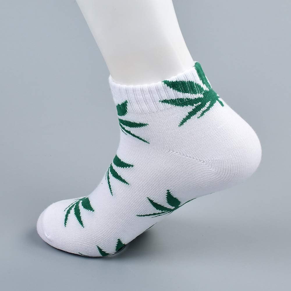 5 Pairs Unisex Marijuana Weed Leaf Printed Cotton Short Boat Socks Casual Ankle Socks US 5-9.5