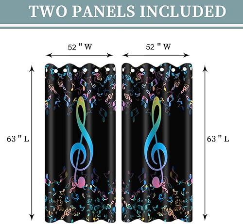Miniatura 6 de CLXPAH365 - Cortinas opacas con música, nota musical, canción de rock hippie, melodía, ritmo, cortinas abstractas para dormitorio, sala de estar,