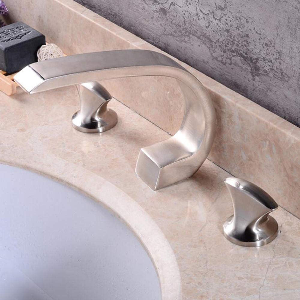 Robinet lavabo salle de bain 3 trous durable pour eau chaude et froide