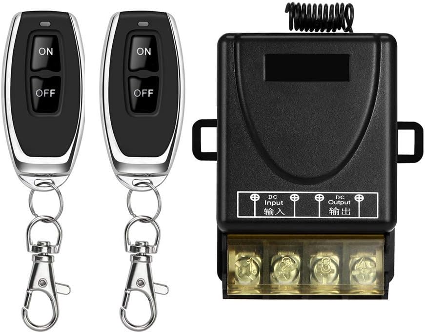 DONJON Wireless Remote Switch,DC 12V/24V48V/72V 30A Remote Control Relay Switch with 328ft Long Range for Car Anti-Theft Alarms,Security Systems Roller Lind Door,Gate Barriers,Motor Cycles etc