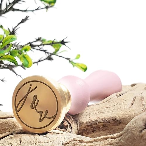 Kit de sellos de cera personalizados para bodas con cera de sellado flexible disponible - Iniciales de pareja