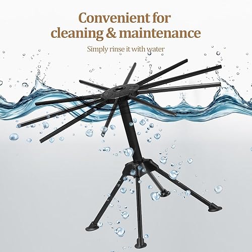 Miniatura 4 de Ourokhome Estante de secado de pasta plegable, soporte de plástico para secadora de fideos con 10 asas de barra para espaguetis frescos caseros,