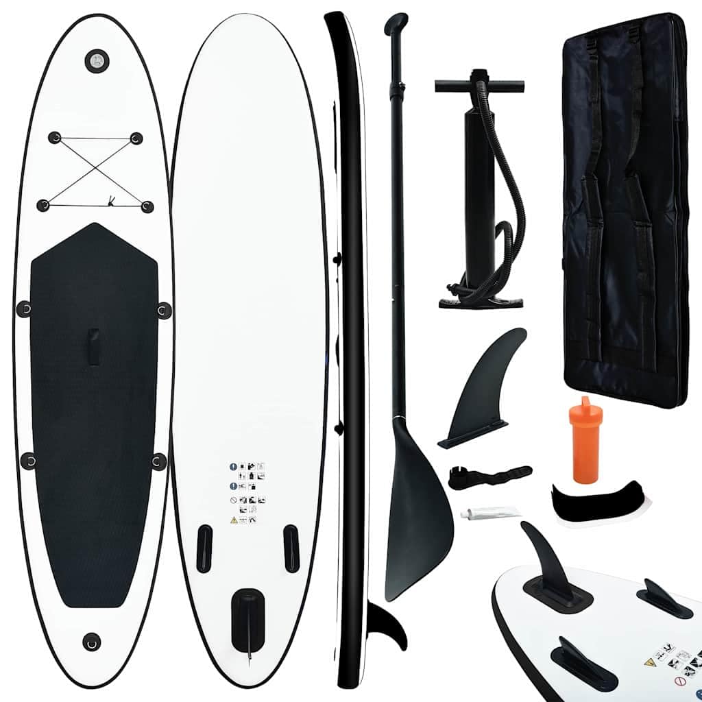 CHARMMA Inflatable Stand Up Paddleboard Set Black and White,Paddleboards-92728