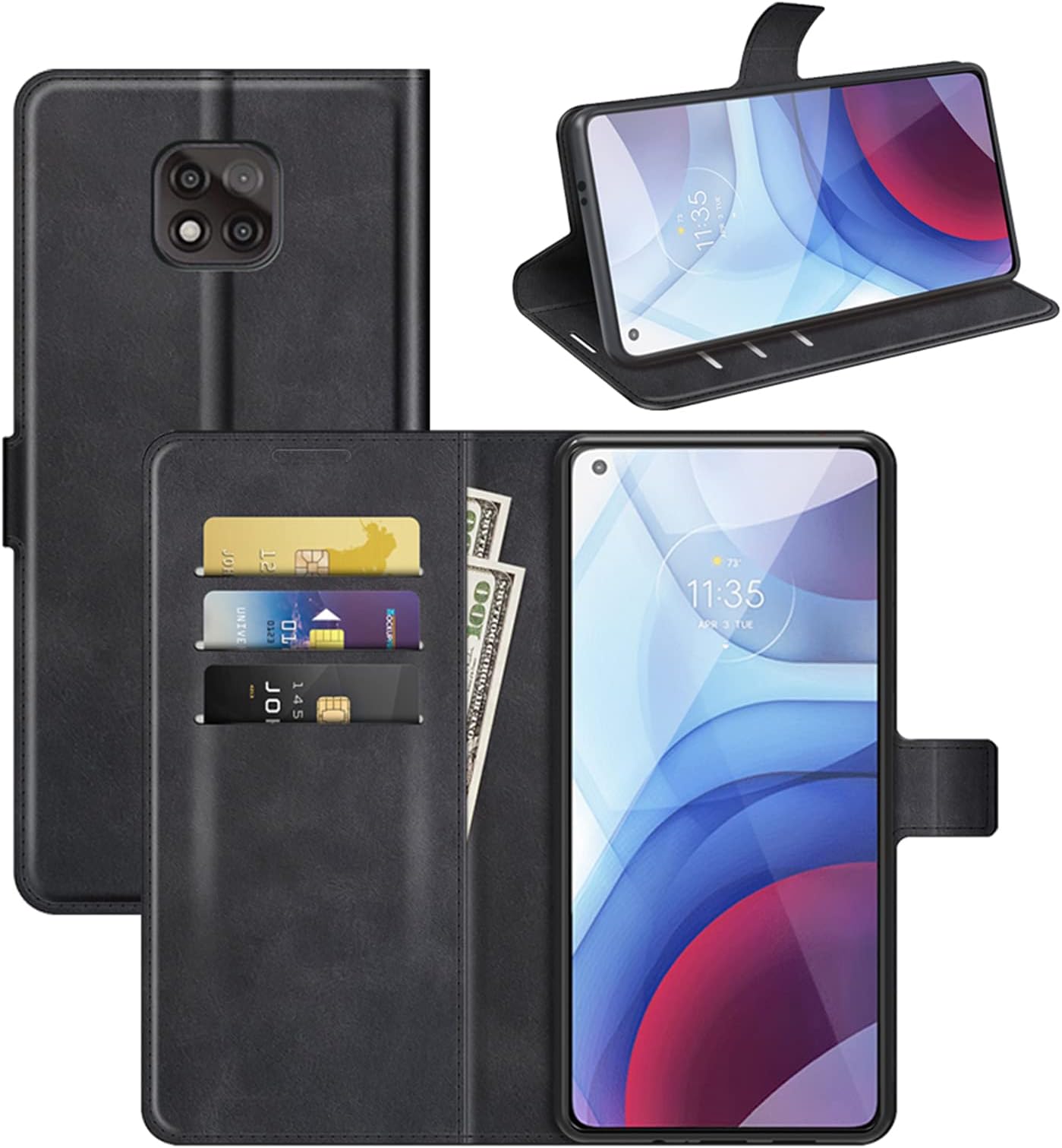 Fertuo Hoesje voor Motorola Moto G30 / Moto G10, Lederen Phone Case Flip Cover met Kaarthouder, Staan, Siliconen Bumper en Magnetische Sluiting Holster Etuis Skin voor Moto G30 / Moto G10, Zwart