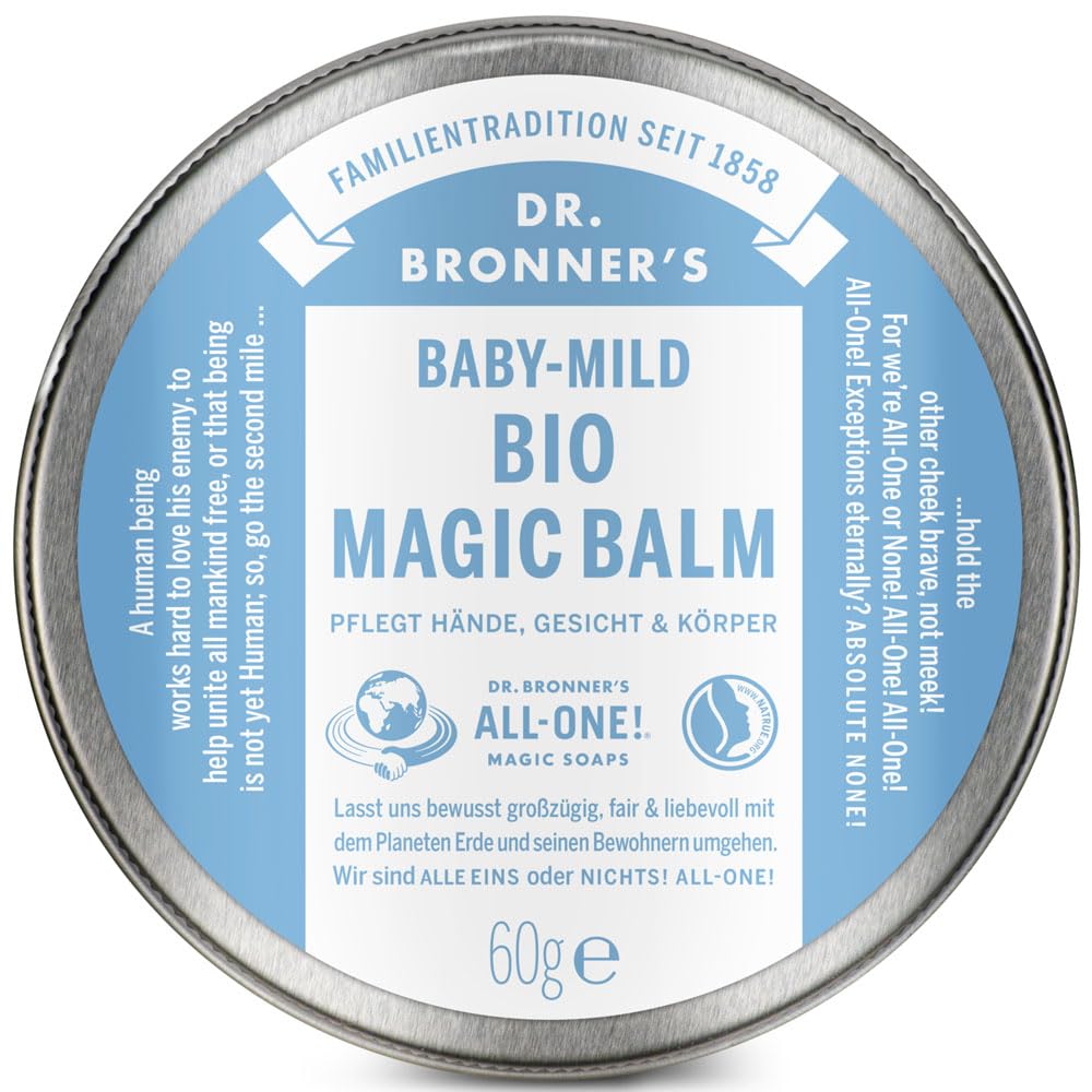 Dr. Bronner's Bio Magic Balm | Baby Mild | mit wertvollen Bio-Ölen | Spendet intensive Feuchtigkeit | Für unterwegs | Baby-Pflege | 60 g (5 x 60 g)
