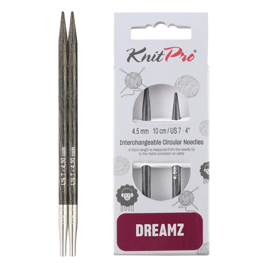 KnitPro Dreamz Interchangeable Circular Needles 4" (10cm) | Size 4.50mm