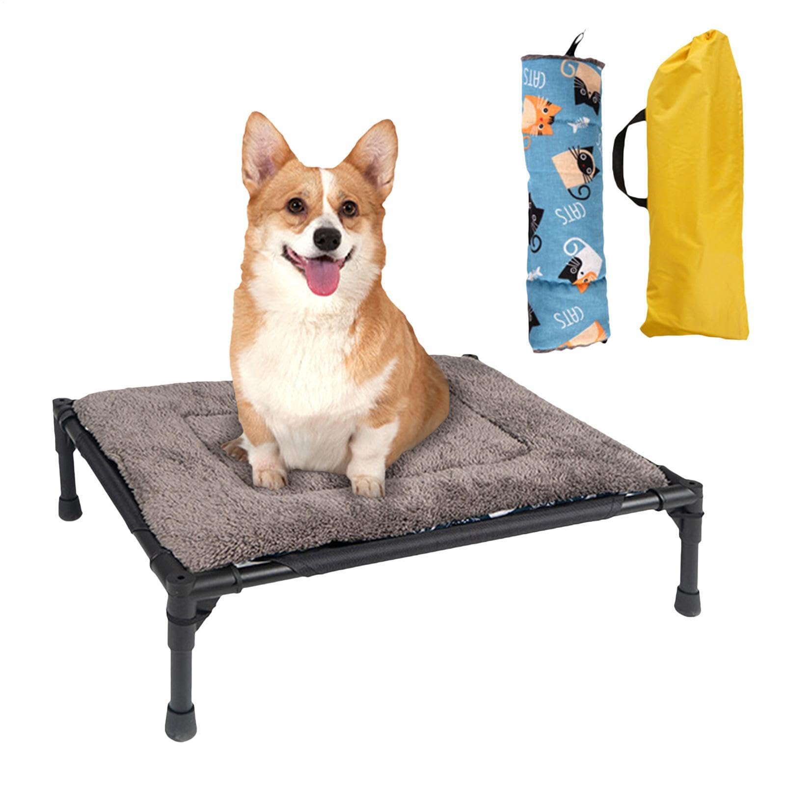 Lit surélevé pour chiens avec support plié haute résistance