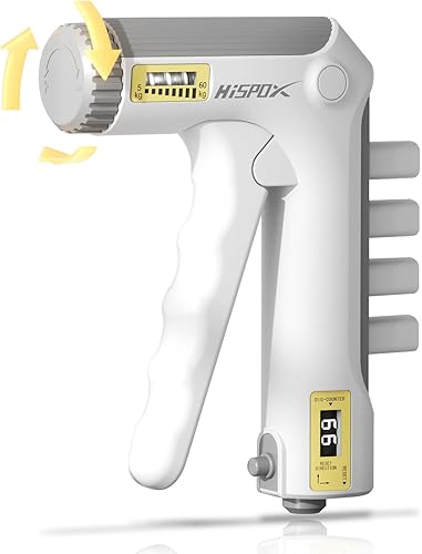 Miniatura 9 de Hispox Entrenador de fuerza de empuñadura, fortalecedor de antebrazo con fortalecedor de agarre de dedos, resistencia ajustable de 22 a 132 libras