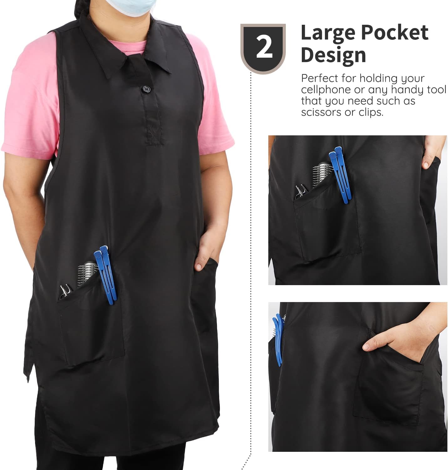 Segbeauty Hairdresser Apron, Professional Salon SPA Hair Stylist Vest Cosmetology Apron Pet Groomer Work Clothes - Image 3
