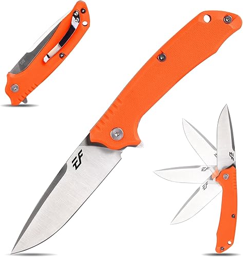 Eafengrow EF223 Cuchillo plegable D2 hoja con mango G10 Cuchillo de bolsillo múltiple Supervivencia al aire libre Camping Supervivencia (naranja)