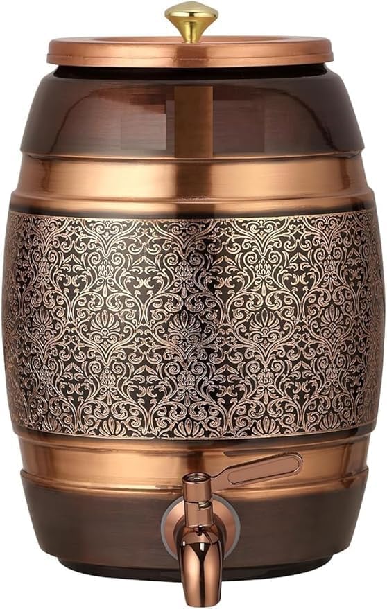 Pure Copper Dispenser 5 litres Antique Itched Design