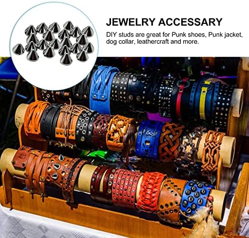 SUPVOX 100pcs 10mm Acrylic Bullet Spike Cone Studs, Beads, Sew On, Glue On, Stick On, DIY Garments, Bags Shoes Embellishment (Black)