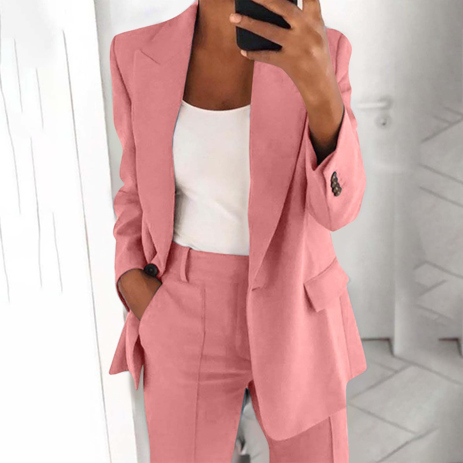 Generisch Blazer Damen Elegant Mantel Einfarbig Jackett Büro Arbeit Jacken