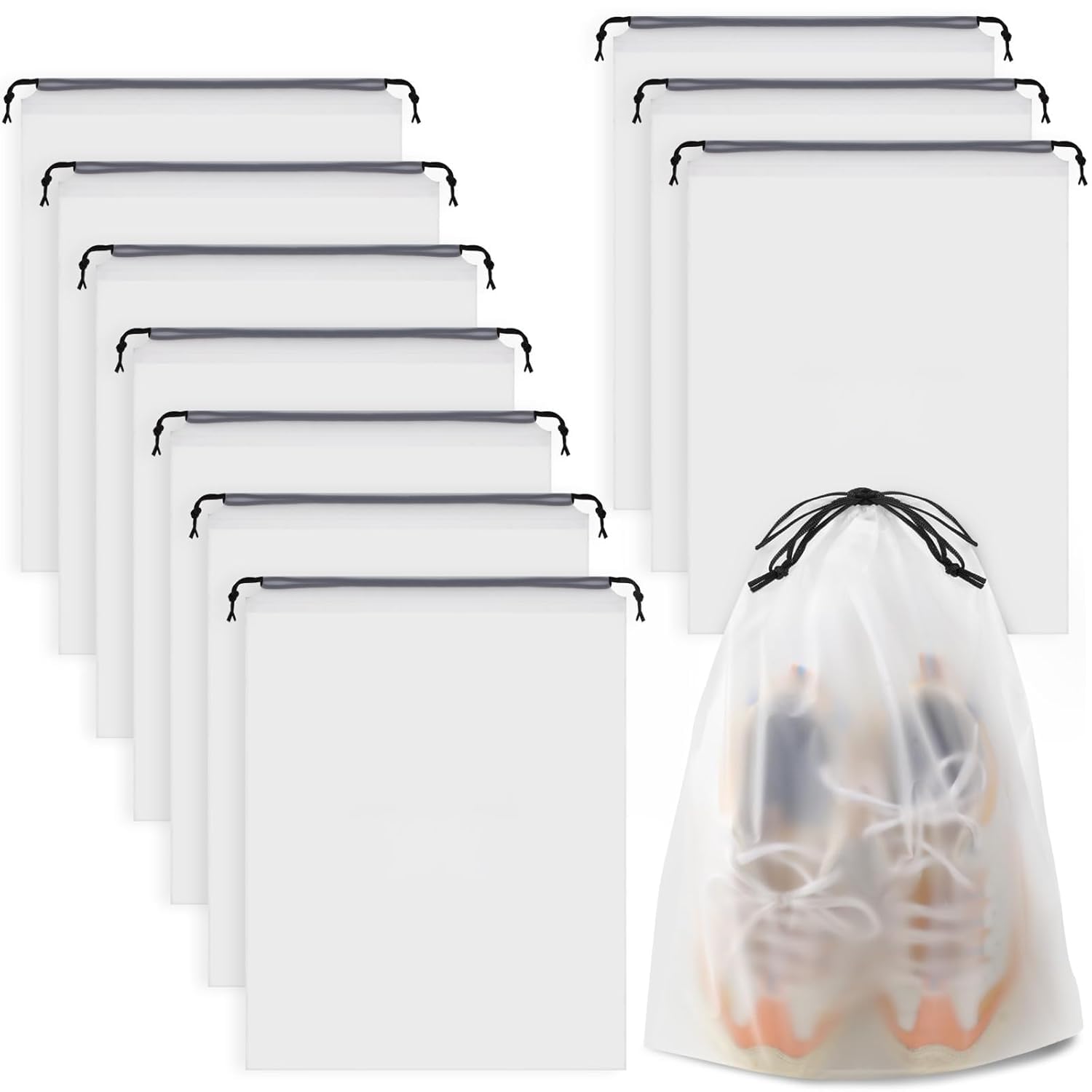 rushil were Shoe Bags for Travel, Drawstring Travel Storage Bags with Cat Design, Clear Waterproof Shoe Bags, 30x40cm, 10 Pack-picture-1