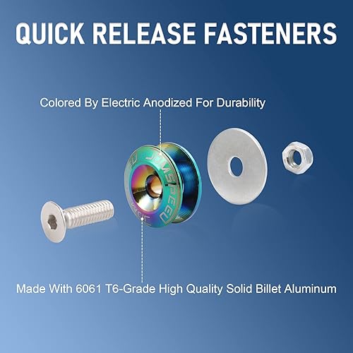 Vista 2 de Kit universal de sujetadores de liberación rápida Jmdspeed, para camiones, defensa, palanquilla, universal, CNC, Neo cromo Cromo neo