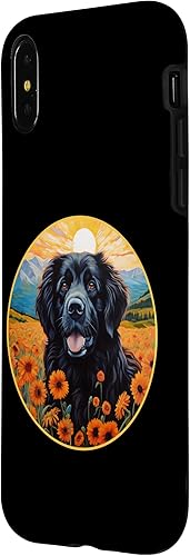 Miniatura 8 de Funda para iPhone 13 Pro Max Linda Terranova Perro Colorido Flor Montaña Puesta de Sol Newfie