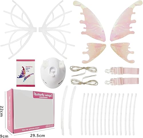 Miniatura 7 de GoolRC Alas de hadas iluminadas, alas de mariposa en movimiento con luces y música, ajustables, alas de mariposa LED para adolescentes, como