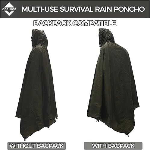 Miniatura 2 de onewind Refugio solitario, poncho de refugio ultraligero Ripstop de silnylon con revestimiento de poliuretano de silicona, tienda de campaña de