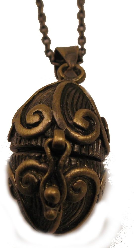 Brass Prayer Box Locket Egg Shape with Secret Message - 28" Chain