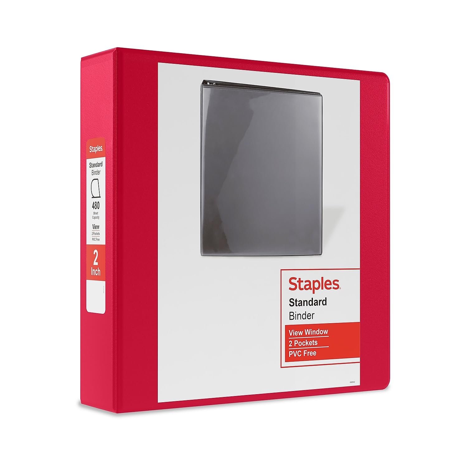 Staples Raccoglitore a 3 anelli da 5,1 cm, con anello a D, rosso (ST60222)