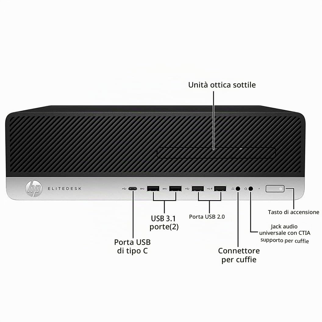 HP EliteDesk 800 G3 SFF Desktop Computer PC, Intel Core i5-6600, 8 GB RAM, SSD da 256 GB, WiFi, Bluetooth, tastiera US QWERTY Windows, 11 Pro (ricondizionato)