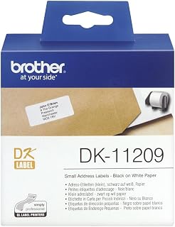 Brother DK-11209 Label Roll, Small Address Labels, Black on White,