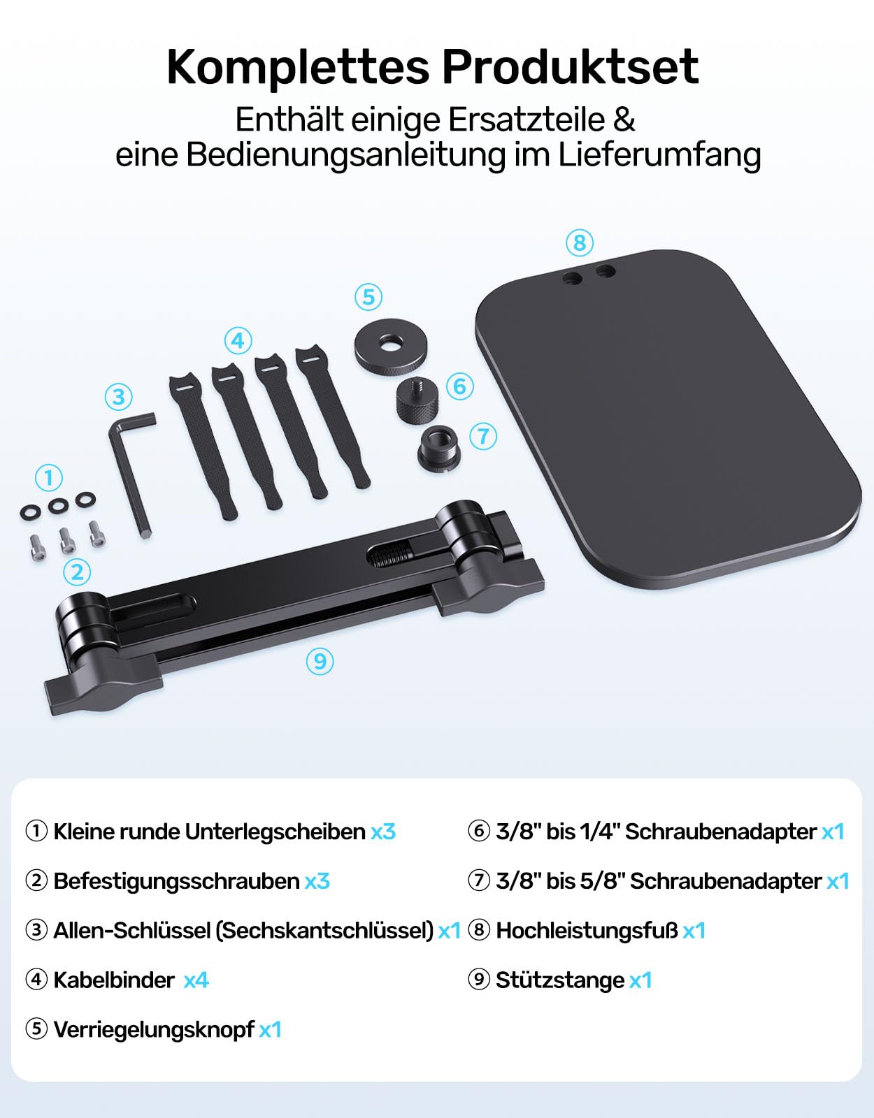 Heavy-Duty Desk Mic Stand,Studio-Arm für Mikrofone Verstellbarer Arm mit Schwerem Sockel (Maximale Belastung 1,2KG) Robuster Mikrofonständer für den Schreibtisch, Kompatibel mit Rode Podmic
