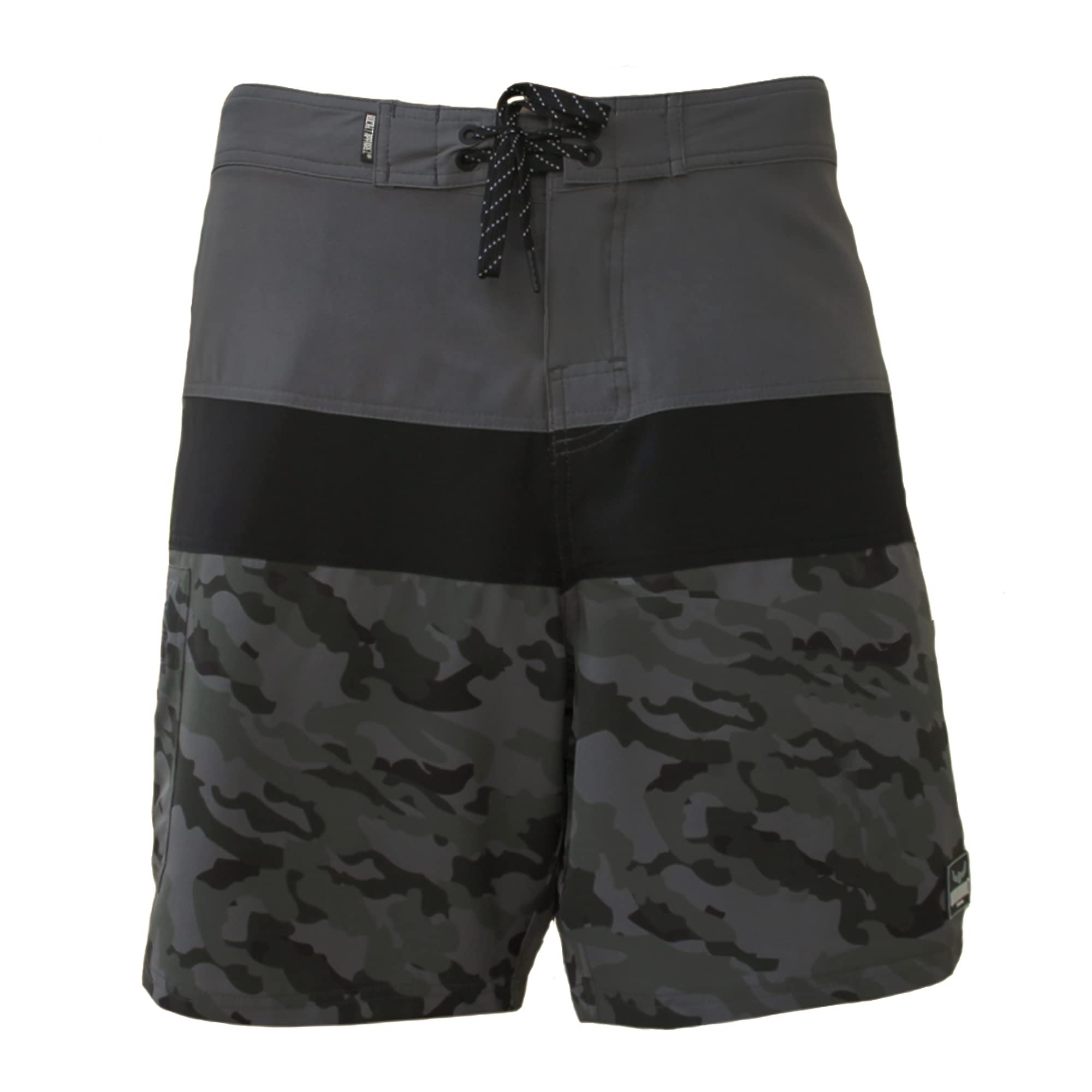 ROCK-IT Apparel Pantalones Cortos de natación Halios para Hombre [S-3XL] Verde Oliva/Gris - Pantalones Cortos de Camuflaje cómodos Playa, la Piscina o el Aire Libre