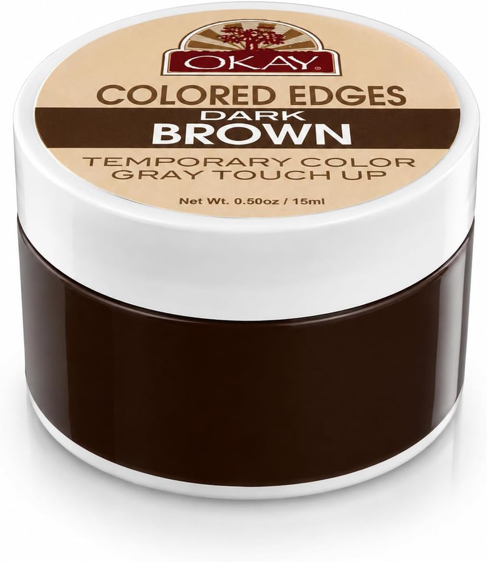 OKAY Colored Edges Dark Brown - Root Touch Up, Edge Control, Root Cover Up, Black Edge Gel, Gray Hair Cover Up for Women & Men, Hairline Coverage for Hair Loss, Thinning - 0.5 Oz (Pack of 1)