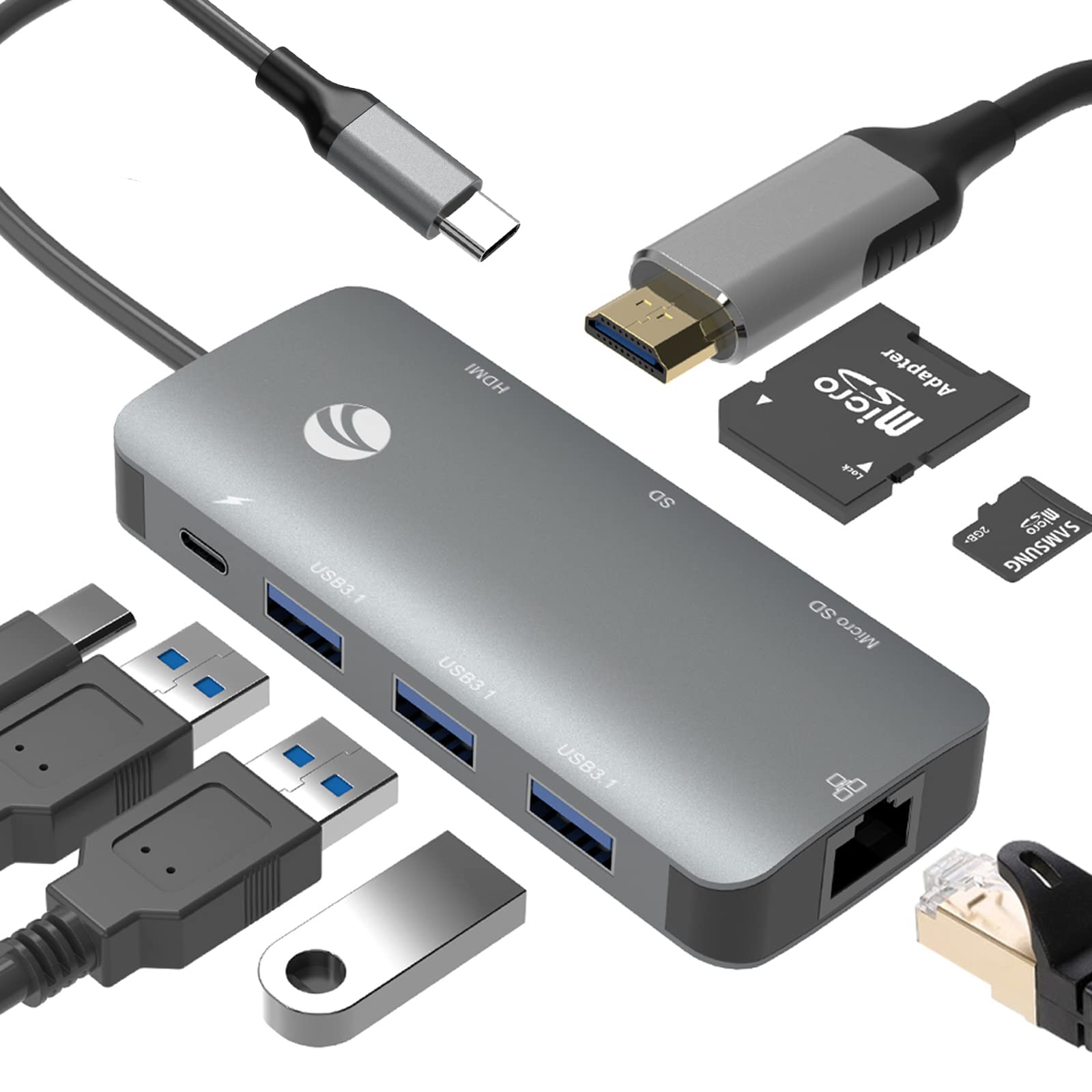 Amazon | USB Cハブ マルチポートアダプター 8-in-1 Type C 10Gbps USB