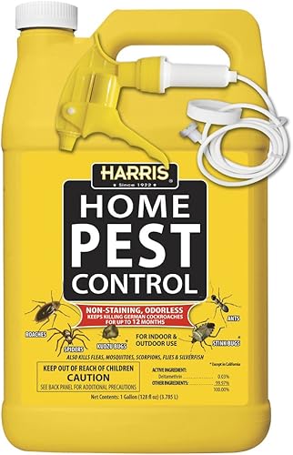 Harris Home - Asesino de insectos, aerosol líquido de galón con fórmula residual inodoro y que no mancha, mata hormigas, cucarachas, arañas,